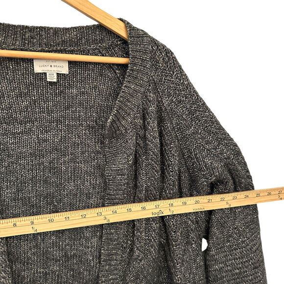 Lucky Brand Green Grey Open Wool Blend Knit Cardigan Size L - Picture 6 of 6